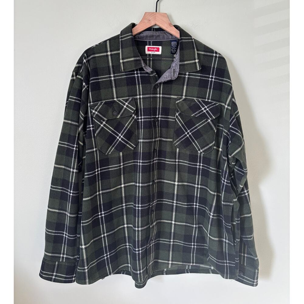 Wrangler Plaid Thick Fleece Shirt Size 2XL Mens Winter Fall - Picture 2 of 7